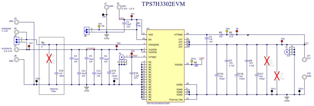 Schematic - Texas Instruments TPS7H3302EVM Evaluation Module