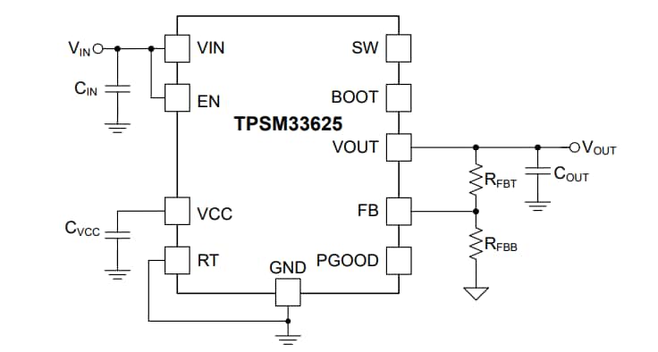 Application Circuit Diagram - Texas Instruments TPSM336x5 Synchronous Buck Converter Power Module