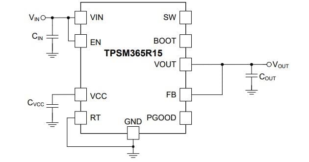 Schematic - Texas Instruments TPSM365R1x Synchronous Buck Converters