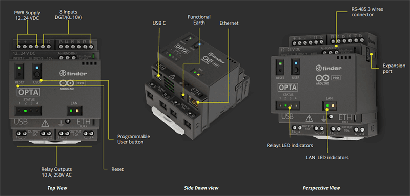 Mechanical Drawing - Arduino Opta® Micro Programmable Logic Controllers