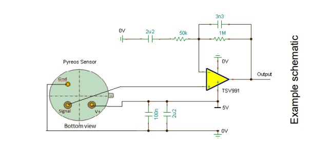 Application Circuit Diagram - Broadcom Thin Film Pyroelectric Single Channel Sensor