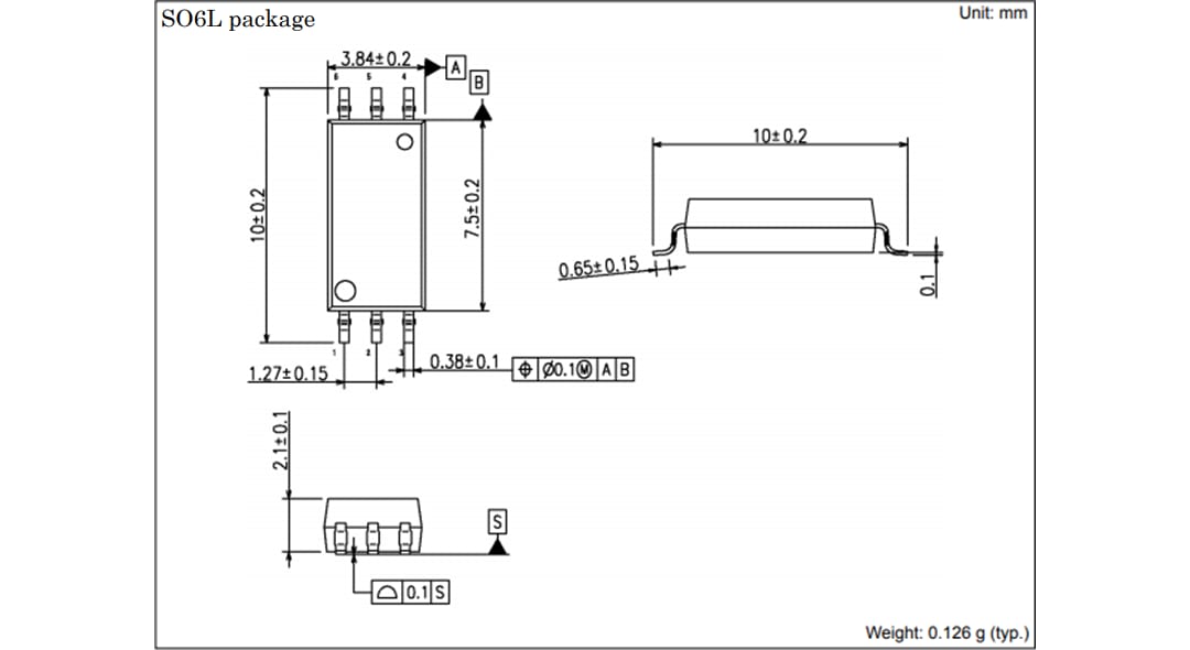 Mechanical Drawing - Toshiba TLP3910 Photovoltaic Output Photocoupler