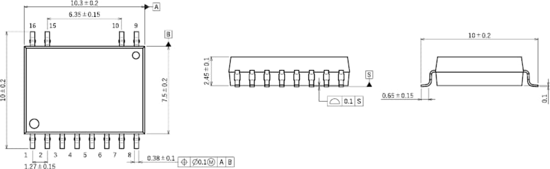 Mechanical Drawing - Toshiba TLX9160T 1500V AEC-Q101 Photorelay