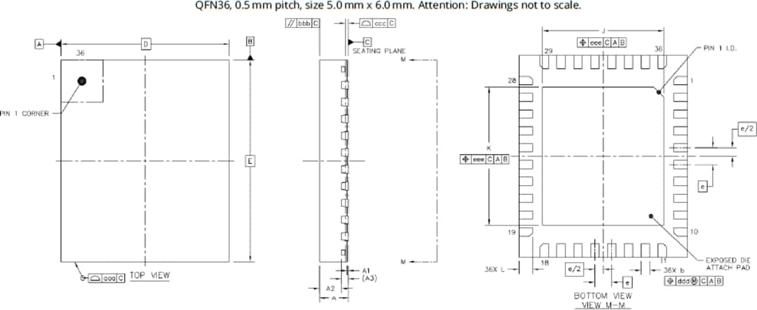 Mechanical Drawing - ADI Trinamic TMC6140-LA 3-Phase BLDC MOSFET Gate Driver