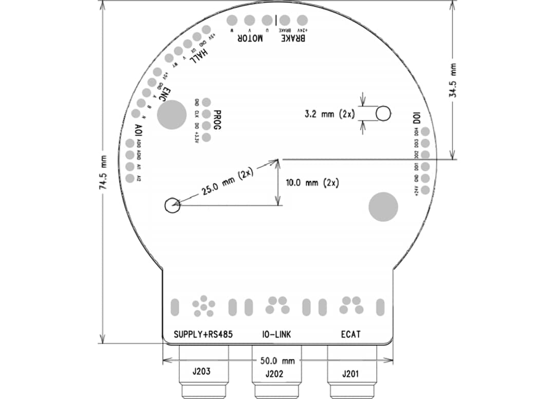 Mechanical Drawing - ADI Trinamic TMCM-1617-GRIP-REF Reference Design