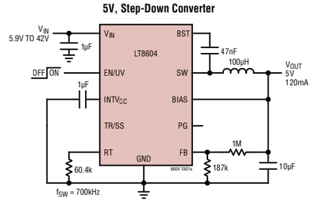 Application Circuit Diagram - Analog Devices Inc. LT8604 Switching Voltage Regulators