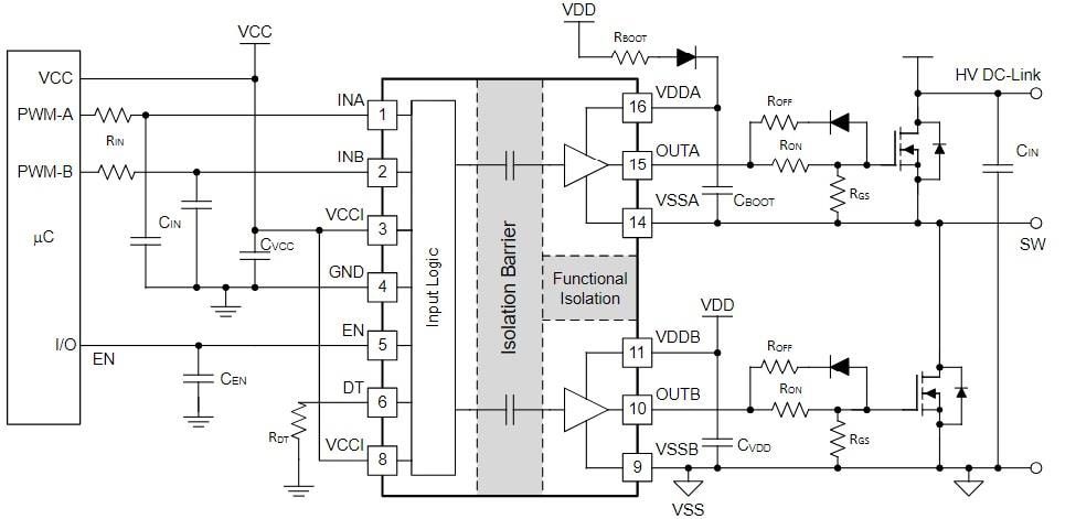 Schematic - Texas Instruments UCC21551/UCC21551-Q1 Isolated Gate Driver