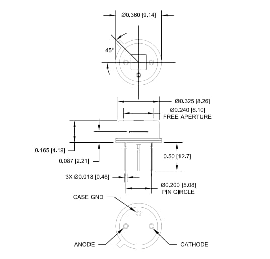 Mechanical Drawing - Advanced Photonix UV Enhanced Silicon Photodiode Mechanical Drawing - Advanced Photonix UV Enhanced Silicon Photodiode