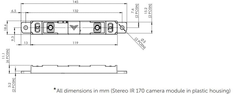 Mechanical Drawing - Ultraleap Stereo IR 170 Camera Module Evaluation Kit