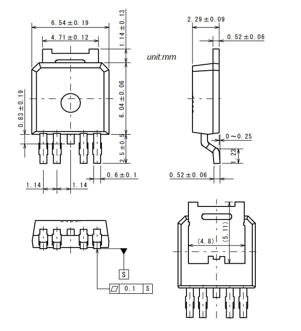 Mechanical Drawing - Nisshinbo NJW4106-T1 Adjustable LDO Voltage Regulator IC Mechanical Drawing - Nisshinbo NJW4106-T1 Adjustable LDO Voltage Regulator IC