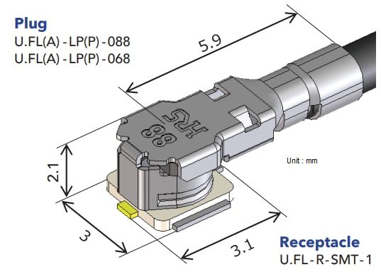 Mechanical Drawing - Hirose Electric U.FL-A Micro Coaxial Cables Mechanical Drawing - Hirose Electric U.FL-A Micro Coaxial Cables