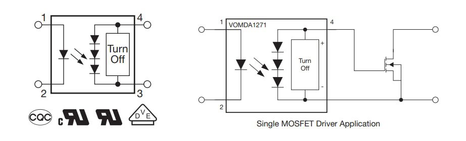 Application Circuit Diagram - Vishay Semiconductors VOMDA1721T Automotive MOSFET Driver