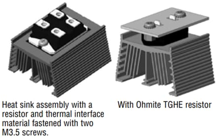 Ohmite VX Heat Sinks for TGHE Series & SOT-227 Devices