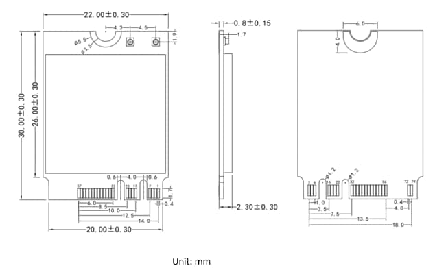 Mechanical Drawing - Amphenol MCP IoT Module Solutions