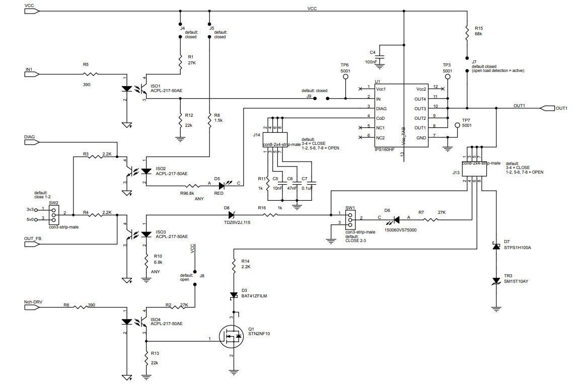 Schematic - STMicroelectronics X-NUCLEO-OUT08A1 Expansion Board