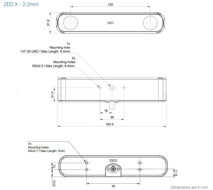Mechanical Drawing - StereoLabs ZED X Stereo Camera