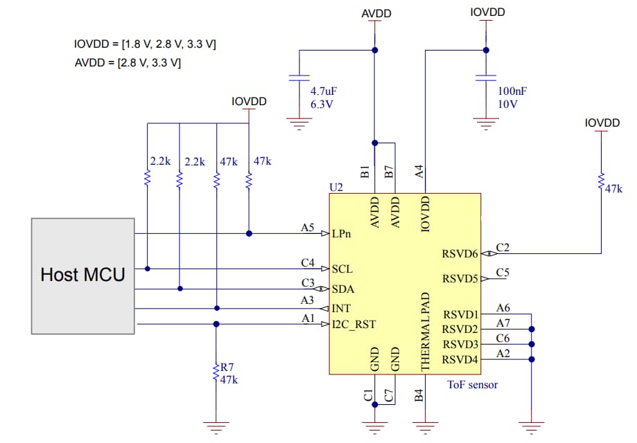 Schematic - STMicroelectronics VL53L7CH Time-of-Flight (ToF) Sensor