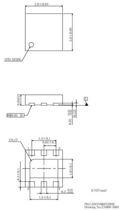 Mechanical Drawing - ROHM Semiconductor BD2311NVX-LB Gate Driver