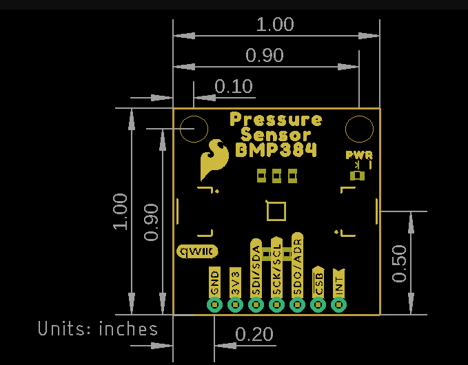 Mechanical Drawing - SparkFun Pressure Sensor - BMP384 (Qwiic)