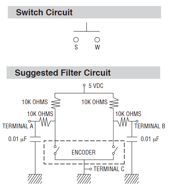 Application Circuit Diagram - Bourns PEC11H 11mm Rotary Encoders with High Detent Force