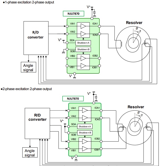 Application Circuit Diagram - Nisshinbo NJU7870 Differential Amplifier IC Application Circuit Diagram - Nisshinbo NJU7870 Differential Amplifier IC