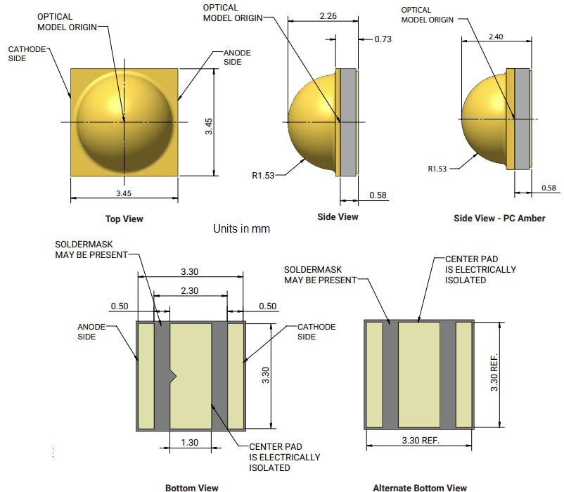 Mechanical Drawing - Cree LED XLamp® XP-E2 LEDs