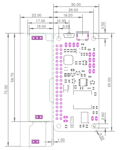 Mechanical Drawing - Silicognition CS-LIFEPO-05/06 LiFePO4wered/Pi Development Tools