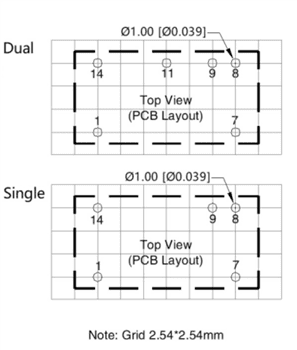 Mechanical Drawing - CUI Inc PDME2-D DC/DC Converters