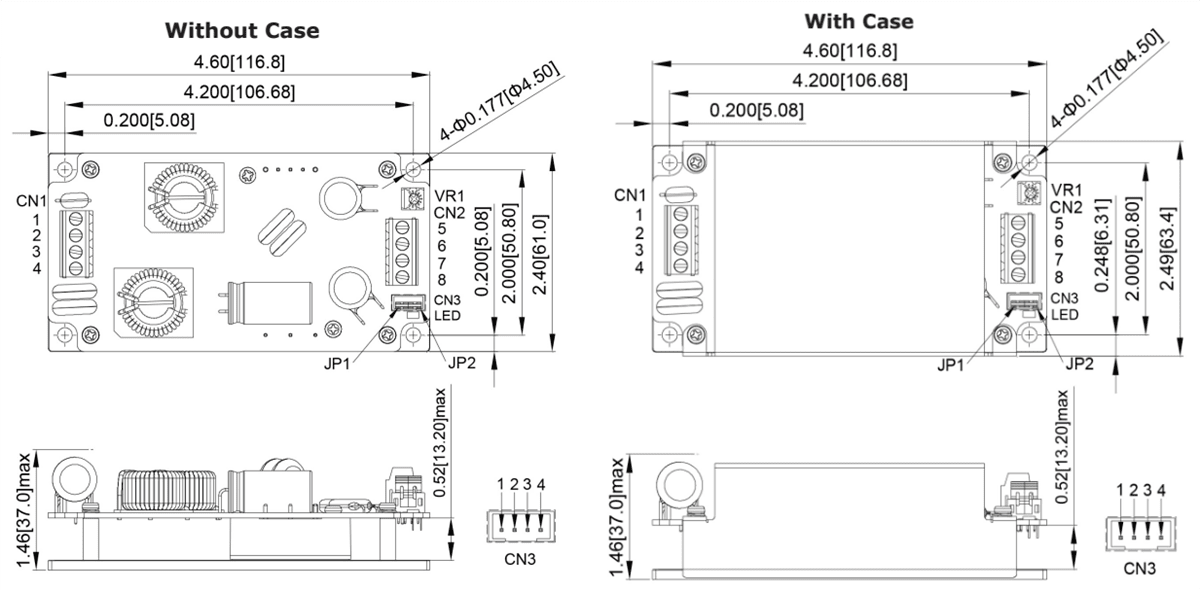 Chart - CUI Inc PST50W/75W DC-DC Converters
