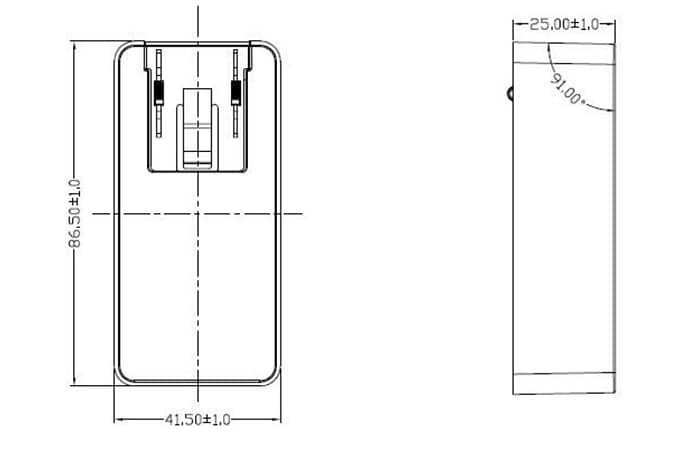 Mechanical Drawing - CUI Inc SMI45C AC/DC Power Adapters