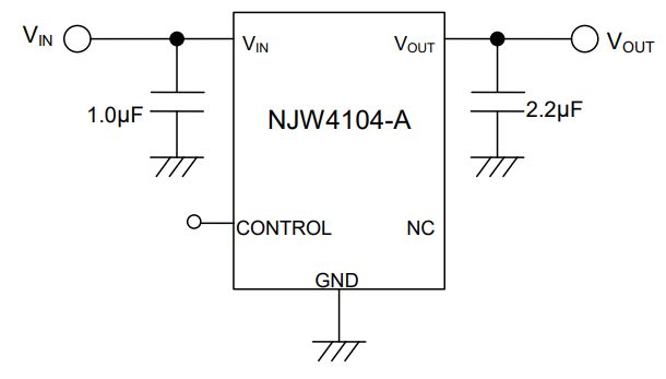 Application Circuit Diagram - Nisshinbo NJW4104/07 LDO Voltage Regulator ICs Application Circuit Diagram - Nisshinbo NJW4104/07 LDO Voltage Regulator ICs