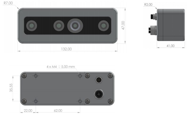 Mechanical Drawing - FRAMOS Depth Camera D455e