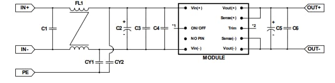 Application Circuit Diagram - Delta Electronics Q80SV 150W Quarter Brick DC/DC Power Modules