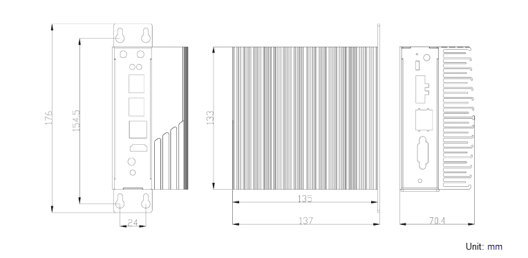 Mechanical Drawing - NexCOBOT Coeus - 3801T Edge AI Computer