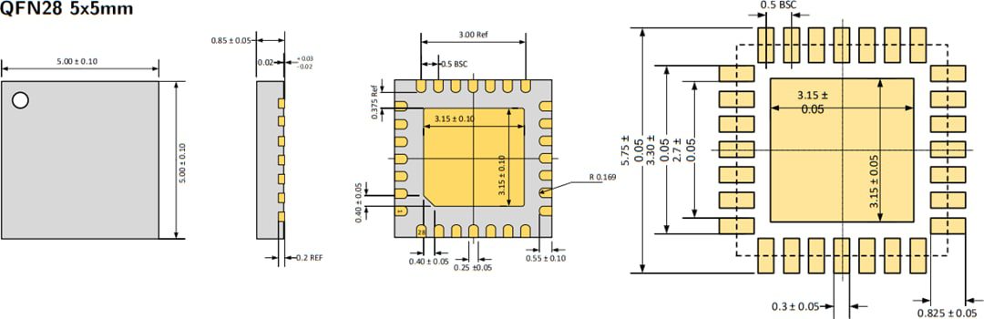 Mechanical Drawing - e-peas AEM30940 RF Energy Harvesting IC
