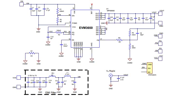 Schematic - Monolithic Power Systems (MPS) EVM3650-QW-00A Evaluation Board