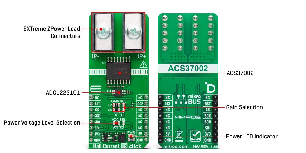 Mikroe MIKROE-5784 Hall Current 16 Click Mikroe MIKROE-5784 Hall Current 16 Click