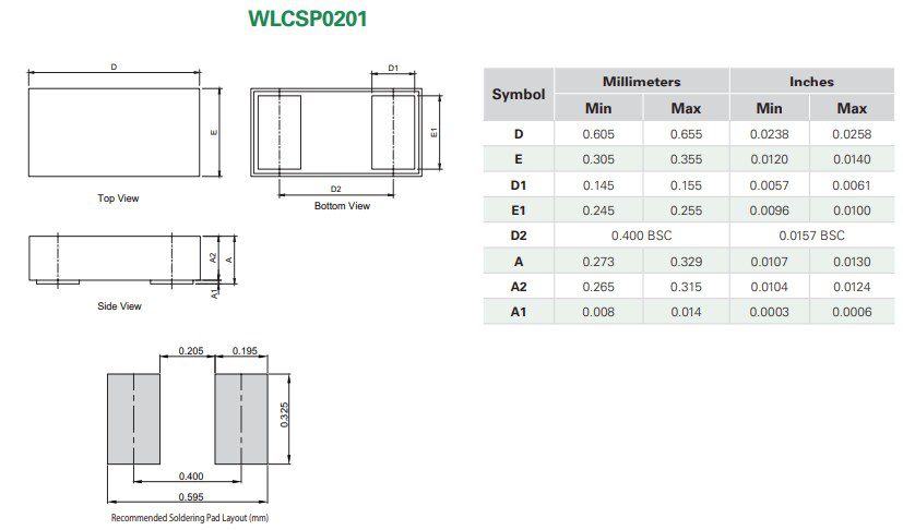 Mechanical Drawing - Littelfuse SP31xE TVS Diode Arrays