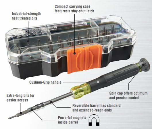 Chart - Klein Tools All-In-1  Precision Screwdriver Set