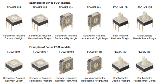 Chart - NKK Switches FD01 & FD02 Ultra-Thin DIP Rotary Switches