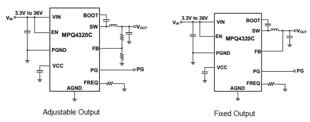Application Circuit Diagram - Monolithic Power Systems (MPS) MPQ4320C Synchronous Step-Down Converters Application Circuit Diagram - Monolithic Power Systems (MPS) MPQ4320C Synchronous Step-Down Converters