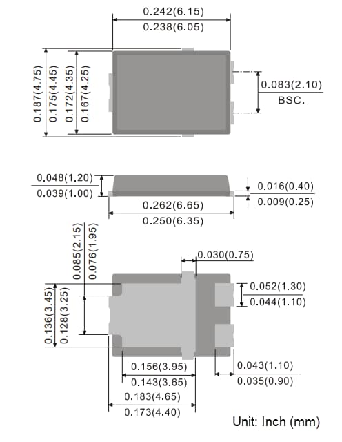 Mechanical Drawing - PANJIT MBR5H60PC-AU Schottky Barrier Rectifier