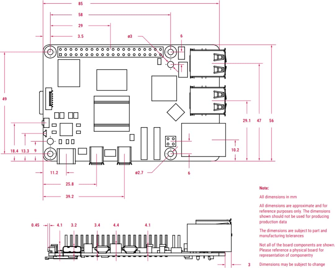 Mechanical Drawing - Raspberry Pi 5 Single Board Computer