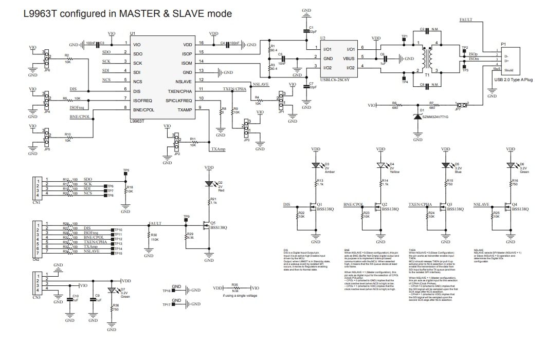 Schematic - STMicroelectronics AEK-COM-ISOSPI1 SPI to Isolated SPI Dongle