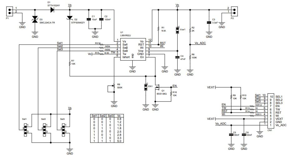 Schematic - STMicroelectronics AEK-POW-LDOV02J Evaluation Board
