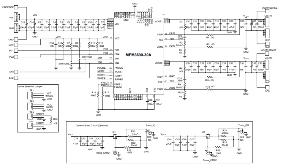 Schematic - Monolithic Power Systems (MPS) EVM3690-30A-BF-00A Evaluation Board