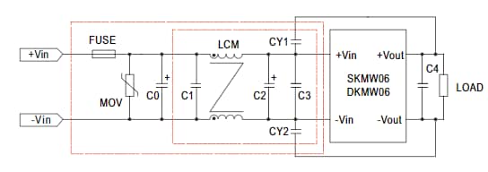 Application Circuit Diagram - MEAN WELL SKMW06 & DKMW06 6W DC-DC Regulated Converters