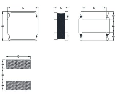 Mechanical Drawing - Laird Performance Materials TYA Series Power Inductors