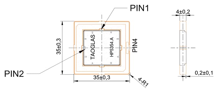 Mechanical Drawing - Taoglas Multi-GNSS L1/L5 Patch Antennas