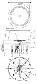 Mechanical Drawing - Taoglas Synergy XR 9-in-1 Antennas